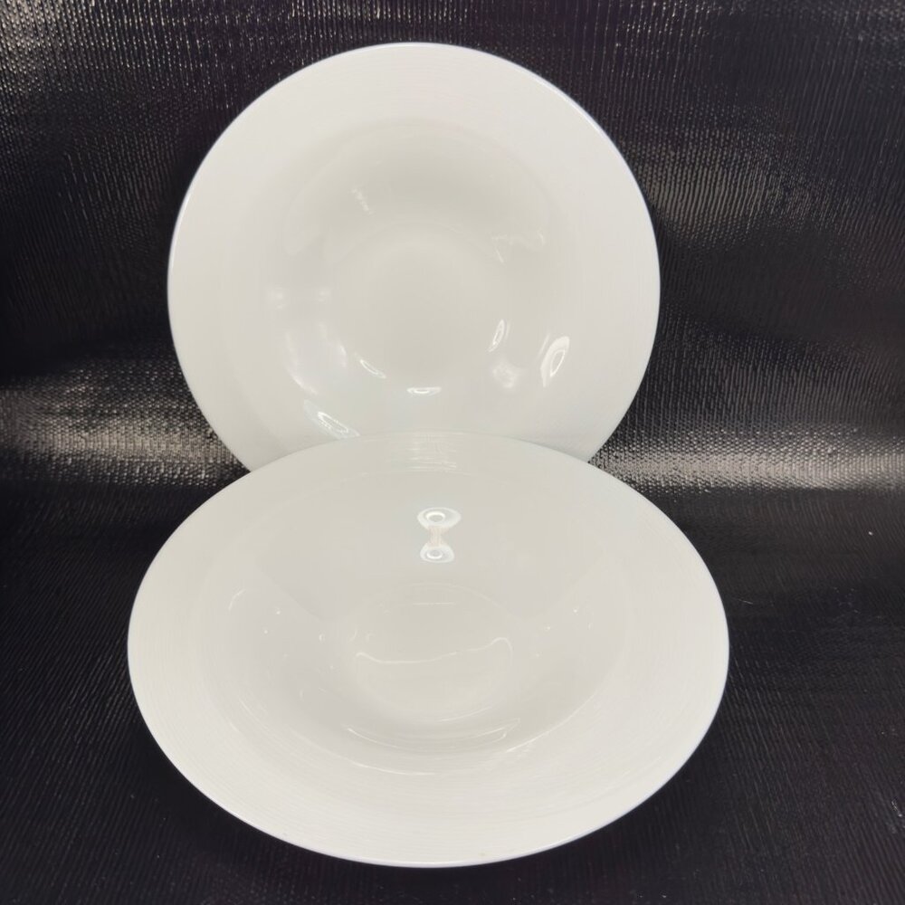 Fortessa White Swirl Round Deep Dish Bowl 9inch Bowls Dishes Porcelain Set 3 VTG